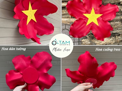 Hoa cờ Việt Nam loại đẹp [Nhẹ - 3 Size] 35-40-45cm CANHHOA-12